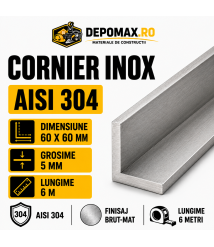 Cornier inox AISI 304, 60 x 60 x 5 mm, 6 metri
